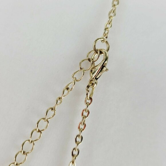 Statement Heart Necklace Romantic Style Gold Tone Bow Bead Charms Acrylic Long - Picture 9 of 9